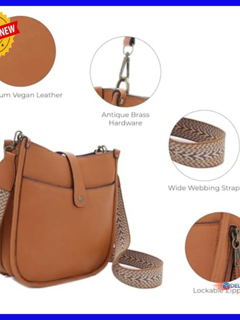 Concealed Carry Crossbody Hobo Bag with Lock & Key, Faux Leather